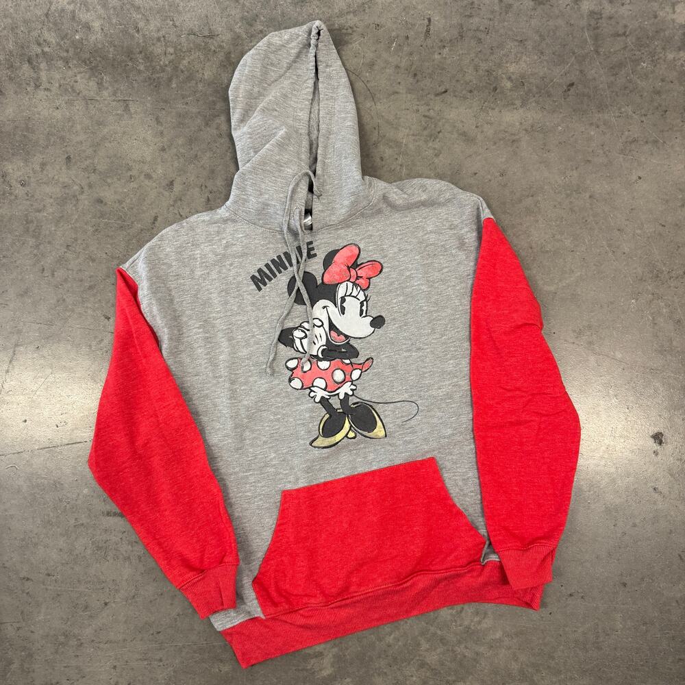 Vintage Y2k Disney Minnie Mouse Grey Hoodie Pullover Sweatshirt Small
